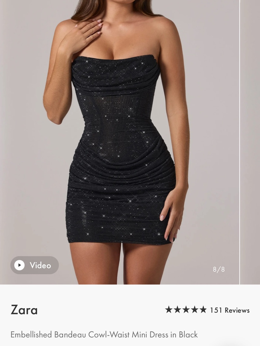 Oh Polly Black Embellished Strapless Mini Dress